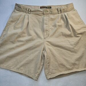 VTG 90s Bugle Boy‎ Pleated Chino Shorts Mens 40 Khaki Cotton Dad Grandpacore...